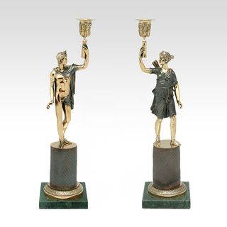 Подсвечник "Аполлон и Диана" (парный, с камнем)