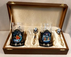 Чайный набор подстаканников (Ручная роспись Палех) №14