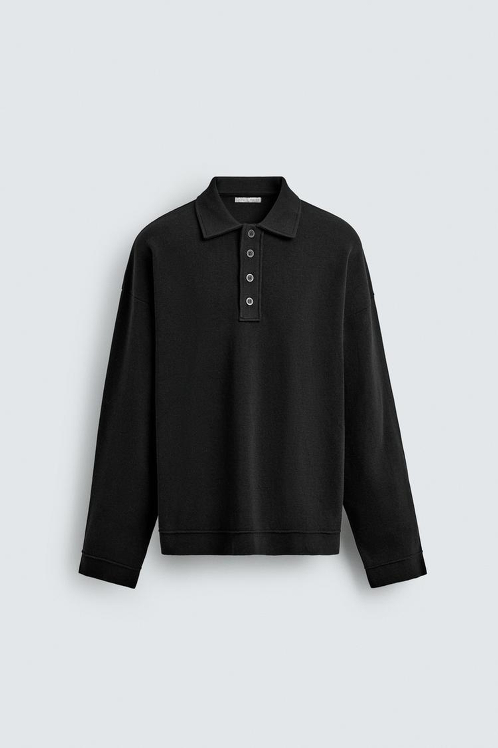 ZARA ХЛОПКОВОЕ ТРИКОТАЖНОЕ ПОЛО, ЧЕРНЫЙ