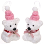 Ёлочные игрушки «Мишутка розовая шапочка» 12 см (набор 2 шт)