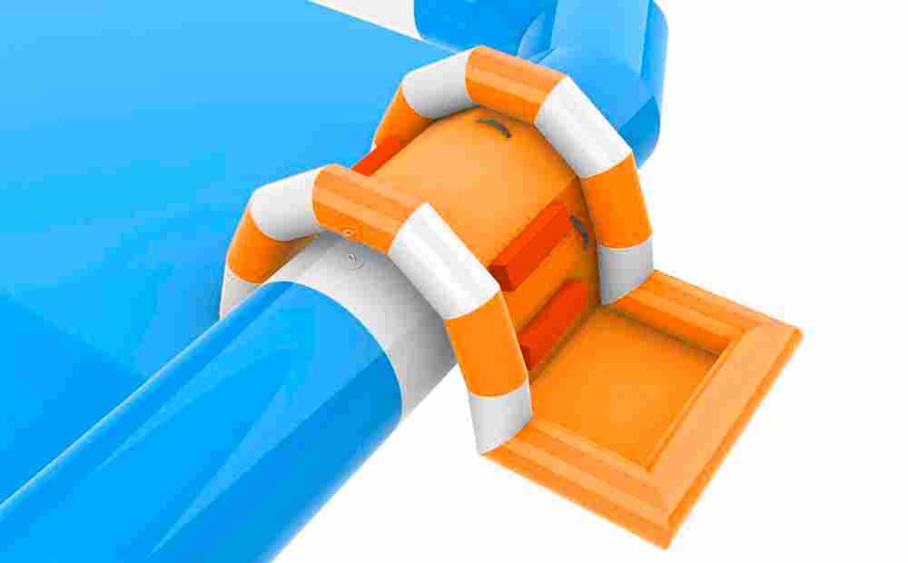 Надувная лестница для бассейна из ПВХ с бассейном, оранжевый, 1.82*1.1*0.87 м