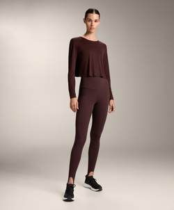 Oysho Укороченная футболка с перекрестной спинкой, шоколадный