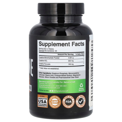 Nature's Craft, Креатин, трехфазный, 90 таблеток