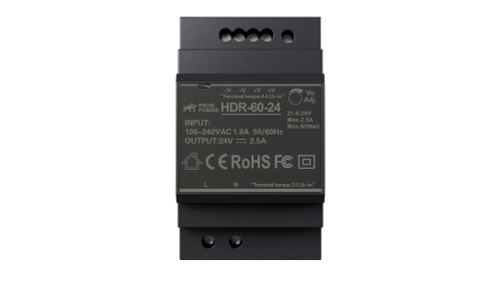 Источник питания PROMPOWER HDR-60-24, на вых. 24 В DC, 2.5А, 60Вт. Вх. 85-264В AC (120-370 В DC)