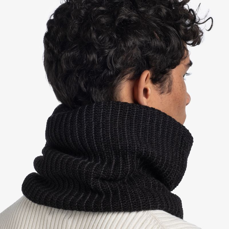 Вязаный шарф-труба с флисом Buff Neckwarmer Knitted Fleece Vaed Black Фото 4