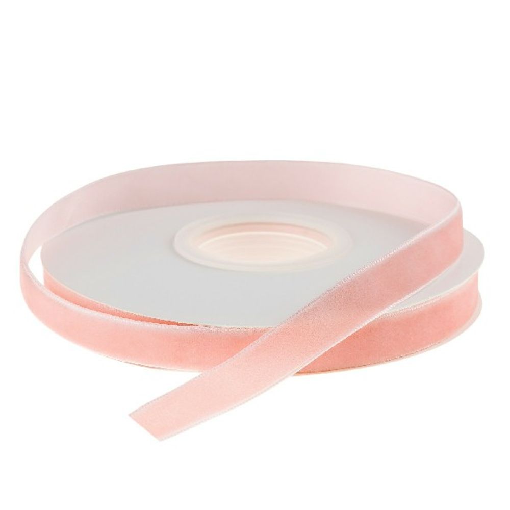 Лента декоративная (бархат) 12ммx10ярд (Розовый)