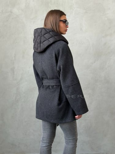 Графитовое шерстяное пальто с утепленным жилетом