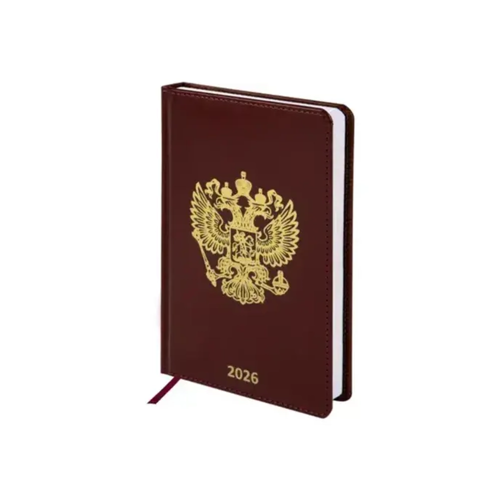 Ежедневник датированный 2026 А5 138х213 мм, BRAUBERG "State", под кожу, коричневый, 117417