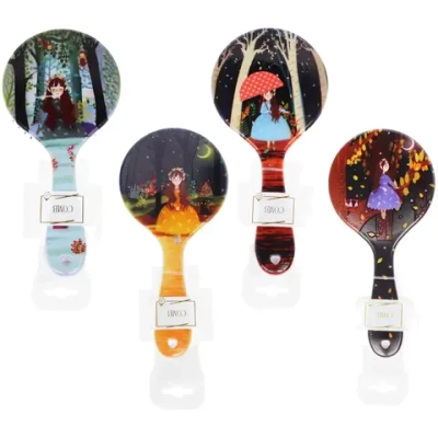 Расческа массажная круглая «Коллекция ИМАНИ - ЭФФЛОДИ», микс 4 дизайна, 22*10см (PVC подвес)