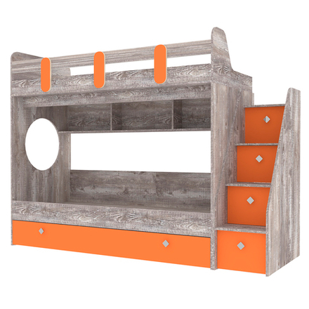Кровать двухъярусная КарИВи Фортуна-3 Бетон Оранжевый