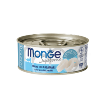Влажный корм Monge Supreme sterilized для стерилизованных кошек из тунца с кальмаром, консервы 80 г - 24 шт