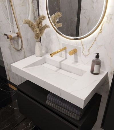 Раковина-столешница 80х45 см Armadi Art FLAT CALACATTA 859-080-CLCT