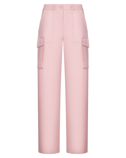 Брюки карго из крепа с накладными карманами, пудровый