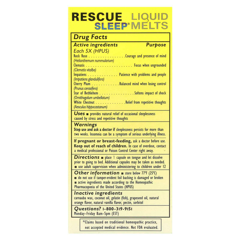 Bach, Rescue Sleep® Liquid Melts, 28 капсул