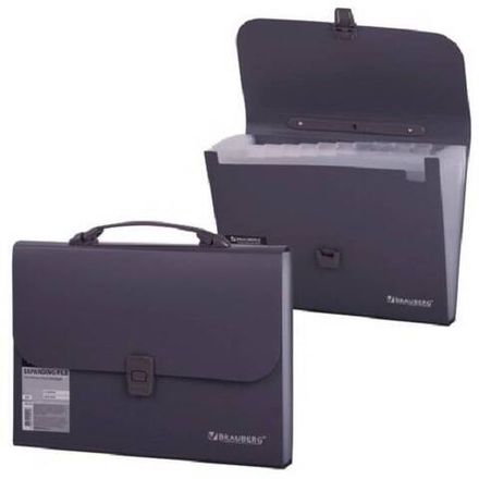 Папка-портфель Brauberg, 13 отделений, 1000мкм, на замке, серая