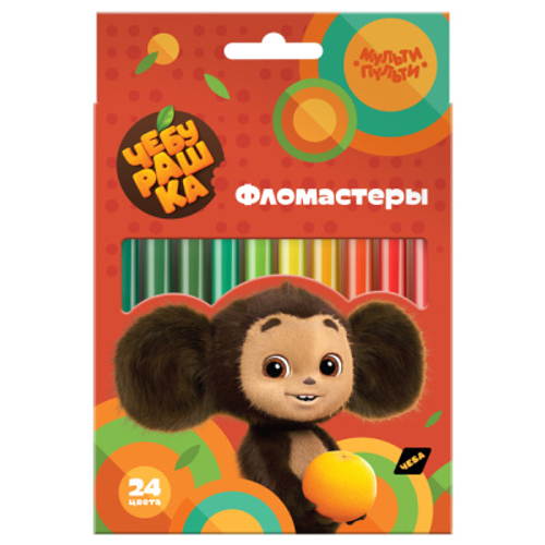Фломастеры Мульти-Пульти "Чебурашка", 24цв., смываемые, картон, европодвес