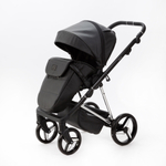 Детская универсальная коляска Adamex Quantum Star Deluxe Q-STAR108 (2в1) Черная экокожа, Хром