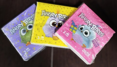 Салфетки Angri Birds 33х33  3-сл "Коллекция" (20л/12уп) МИКС (Коктейль+Капкейк+Подарки)