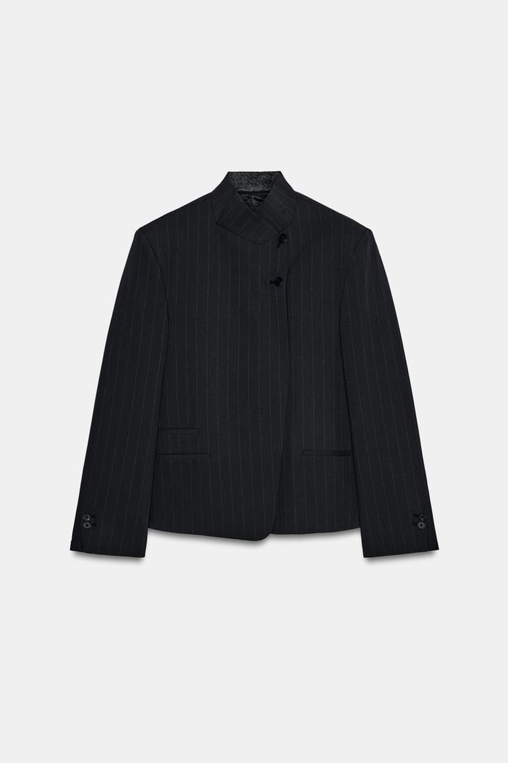 ZARA БЛЕЙЗЕР С ВОРОТНИКОМ-СТОЙКОЙ В ТОНКУЮ ПОЛОСКУ — ZW COLLECTION, ПОЛОСКИ