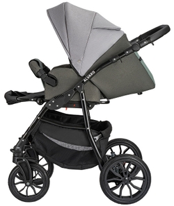 Детская коляска Alis Alvaro F 3 в 1 Al 10 т.серый+св.серый+шалфей кожа