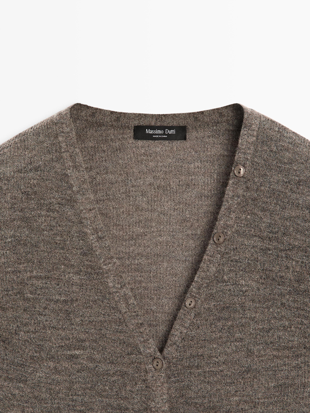 Massimo Dutti Кардиган из смесовой шерсти с V-образным вырезом, норка