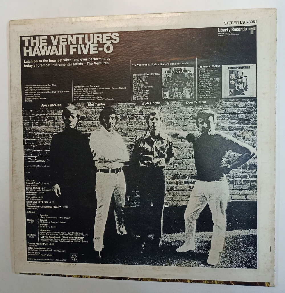 Винтажная виниловая пластинка The Ventures Hawaii Five O (USA 1969)