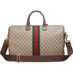 GUCCI Savoy Canvas With Leather Travel Bag, Shoulder Bag, Crossbody Bag, Handbag Unisex