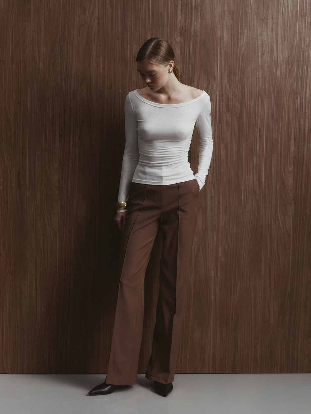 Брюки прямые, цвет шоколадный