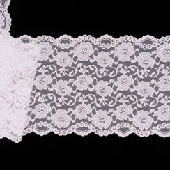 Кружево эластичное белое 20 см, цветы