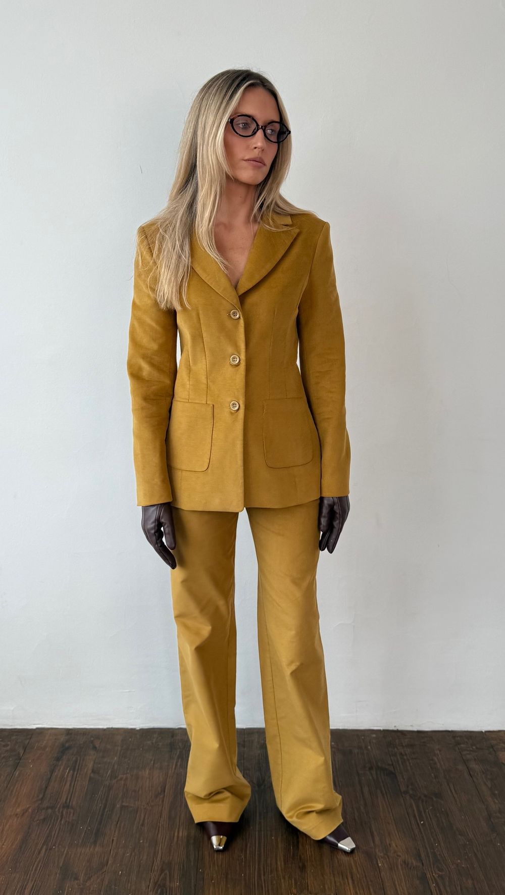 Брюки вельветовые охра