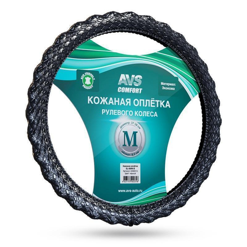 Оплетка руля M AVS экокожа черная SL-600M-B A40231S