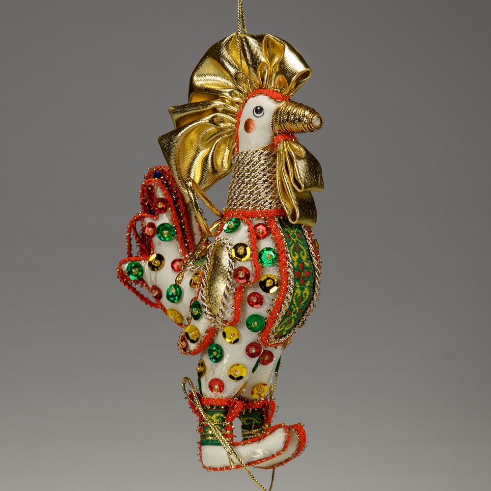 Бисерная ёлочная игрушка Петух