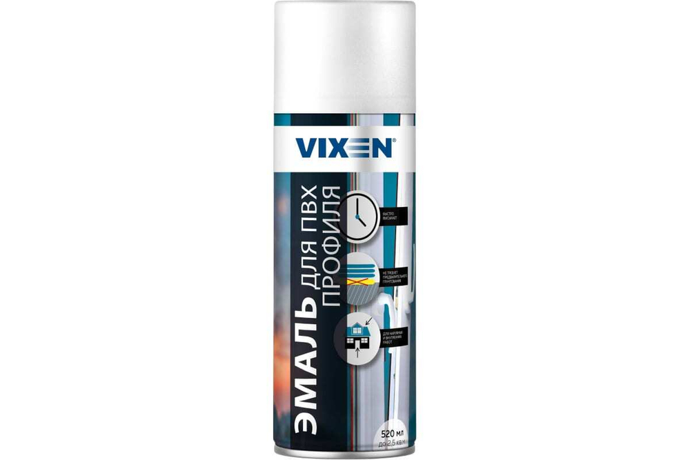 Эмаль для ПВХ профиля Vixen белоснежная матовая (520мл) аэрозоль