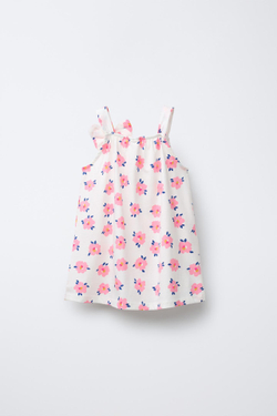 ZARA ПЛАТЬЕ С БРЕТЕЛЯМИ И БАНТОМ, РОЗОВЫЙ