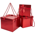 Коробка «Кожа крокодила» красного цвета, металлик