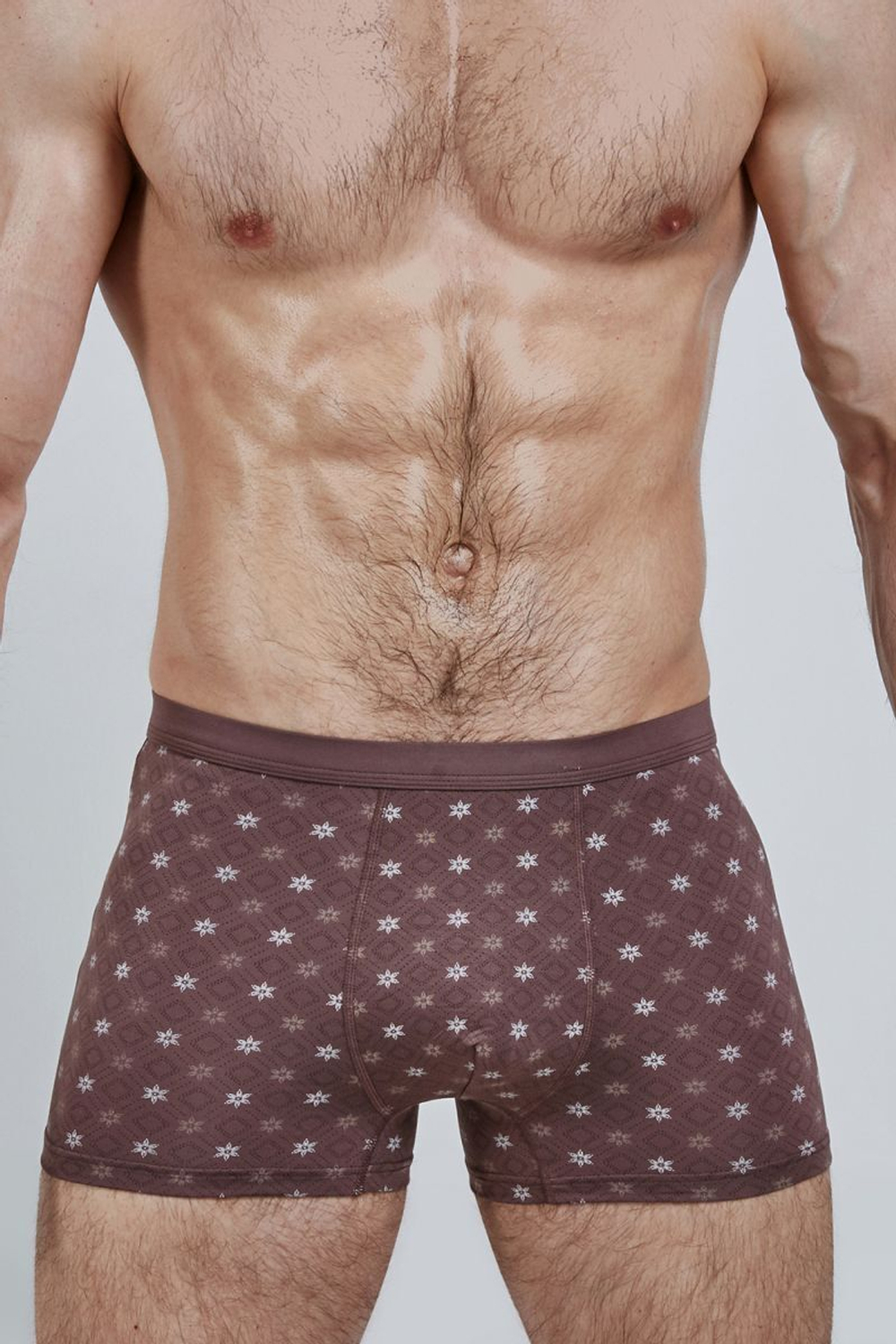 Мужские трусы-боксеры с мелким узором из ромбов и звезд (Размер: M) (Цвет: черный)