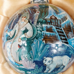 Сувенирный набор из 4-х новогодних шаров и наконечника с ручной росписью Палех "Сказки"