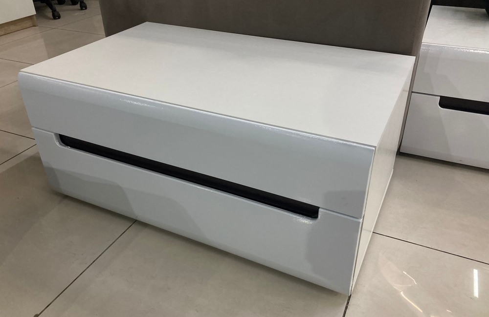 Приставка к тумбе ТВ Стокгольм белый/белый глянец