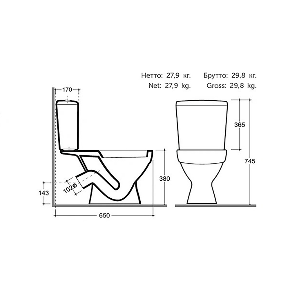Унитаз-компакт "Толедо" МЛ Инкоэр (ниж.подв.,кос. выпуск,сид.дюро.м/лифт. 2кн.арм.) КЕРАМИН