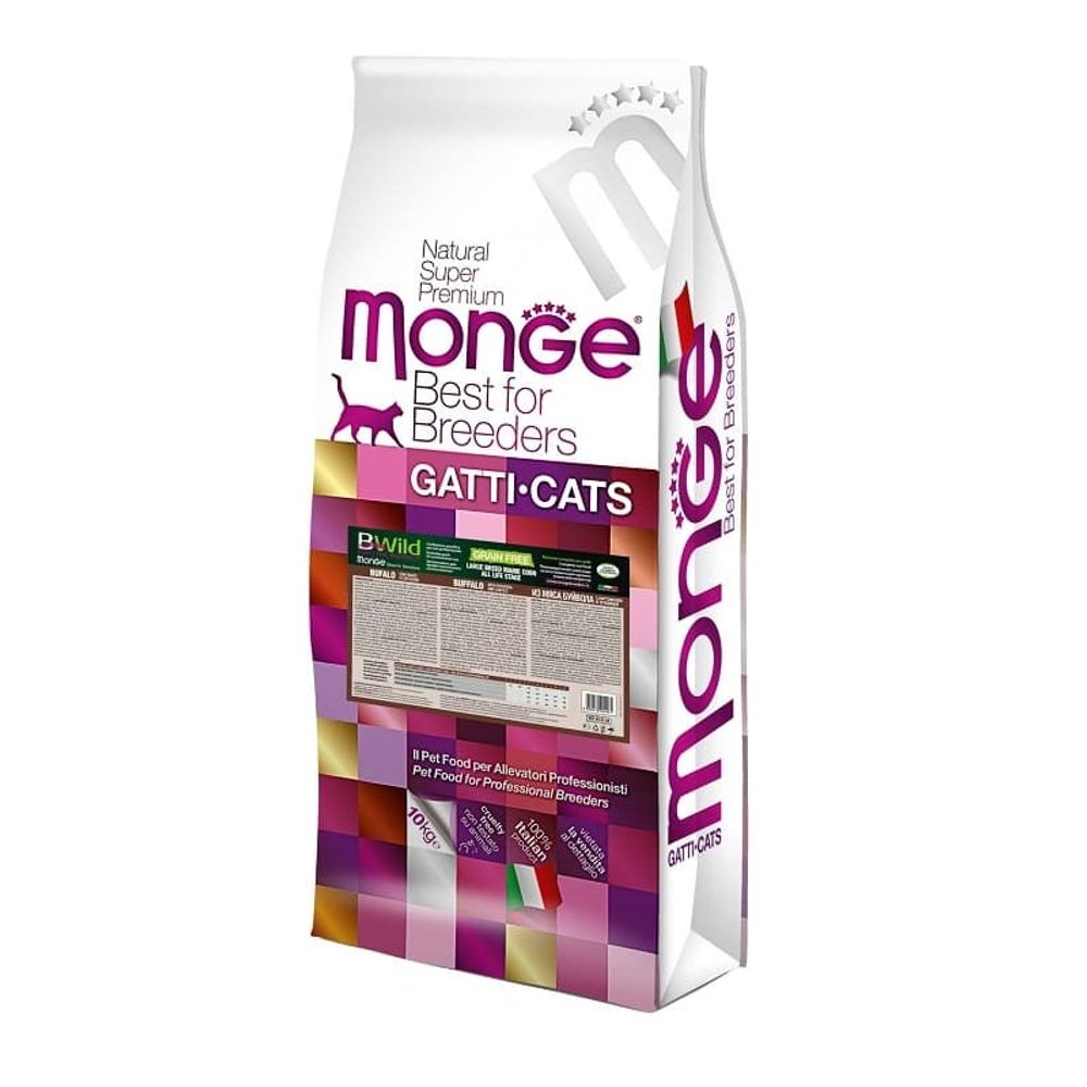 Monge Wild Cat GRAIN FREE беззерновой корм из мяса буйвола для крупных кошек 10кг