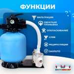 Песочный фильтр P-DYG350 с насосом 0.33 л.с. для бассейна до 36 м³, до 25 кг песка, до 4500 л/ч