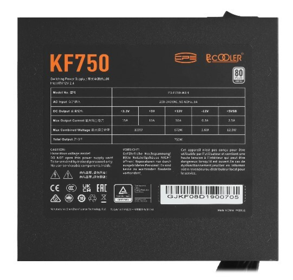 Блок питания ATX PCCooler P3-F750-W1HWBK0-EU