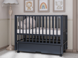 Детская кроватка Incanto Hollie (графит) универсальный маятник, колеса, ящик, автостенка