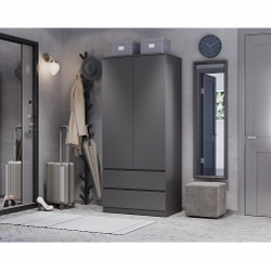 Шкаф двухстворчатый Симпл ШК-03, графит