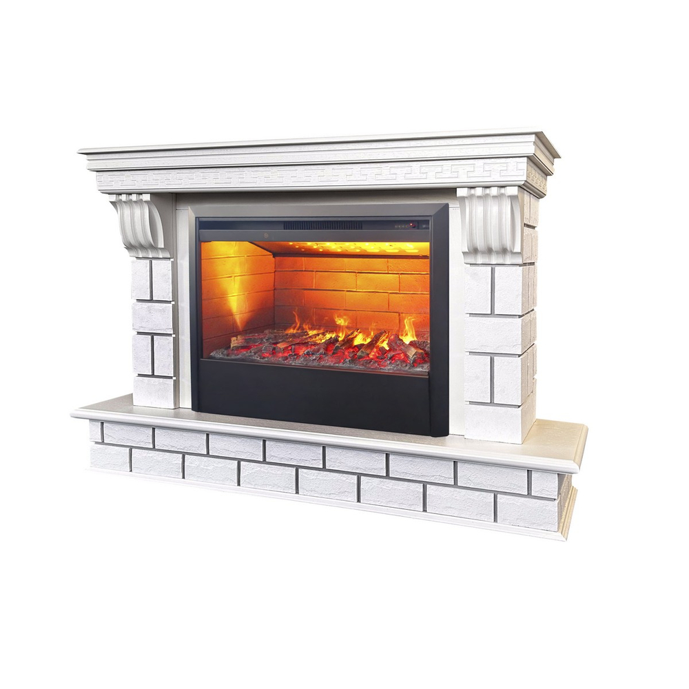 Электрокамин RealFlame Castle 26 WT молочный с очагом 3D Helios 26