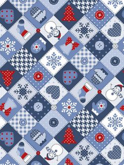 Простынь на резинке Сказка "Новогодний пэчворк" 90х200 см, перкаль