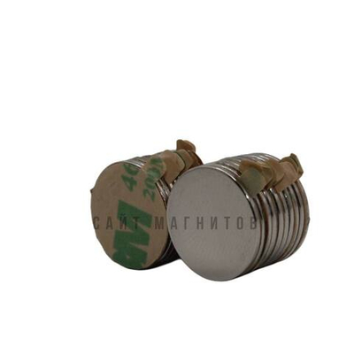 Неодимовый магнит диск 15х1 мм, с клеевым слоем