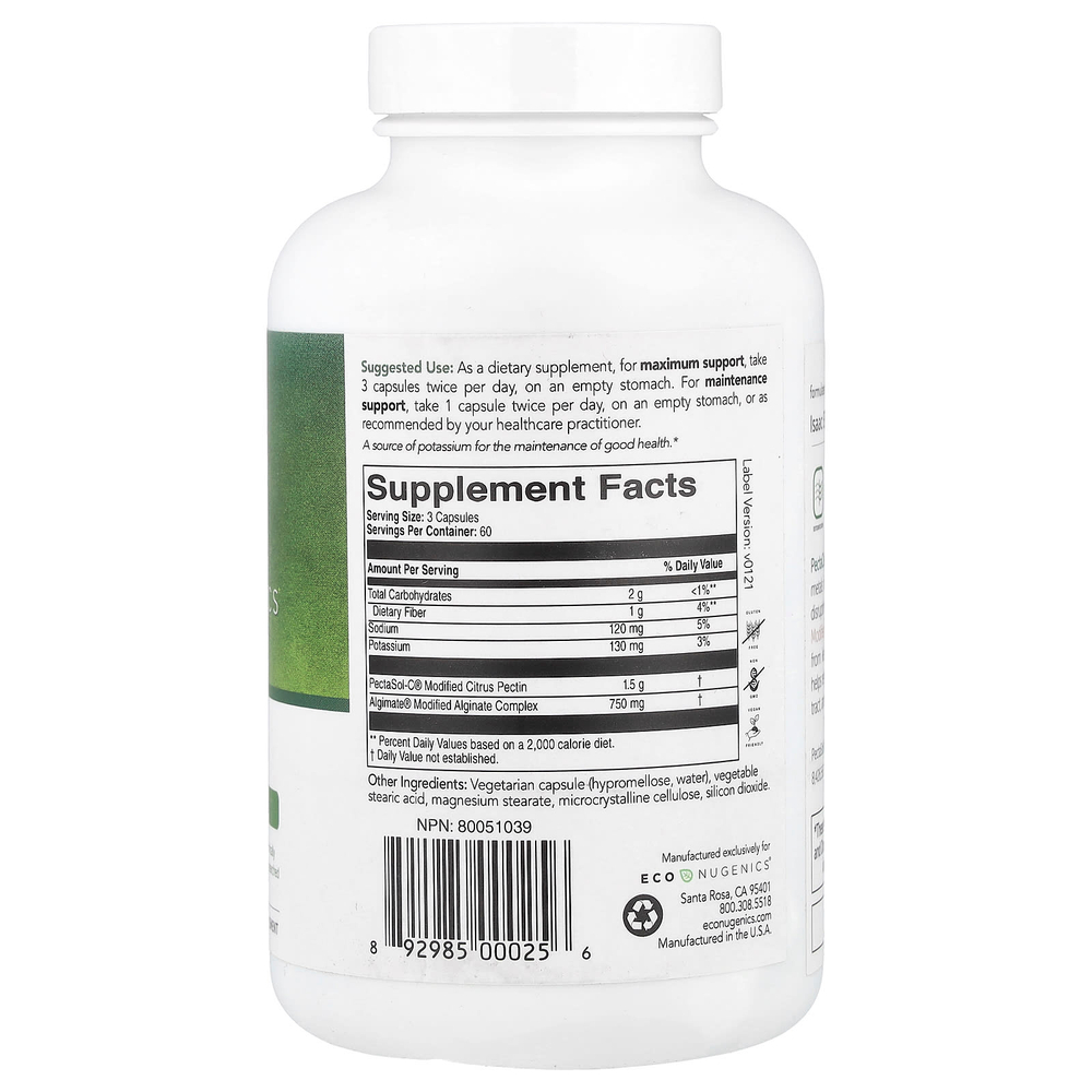 Econugenics, PectaClear®, средство от токсичных металлов, 180 вегетарианских капсул