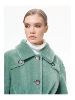 Шуба чебурашка тедди пальто, зеленая, SilverFox