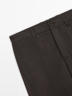 Massimo Dutti Брюки из шерстяной смеси Total Look, коричневый